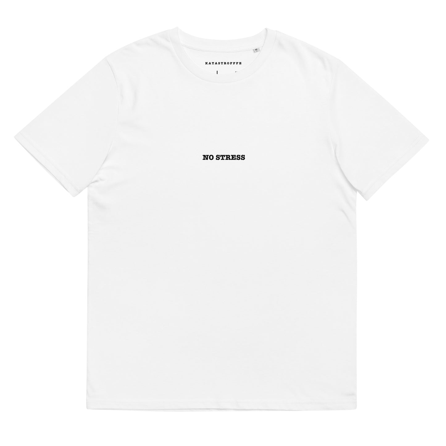 NO STRESS White Katastrofffe Unisex organic cotton t-shirt
