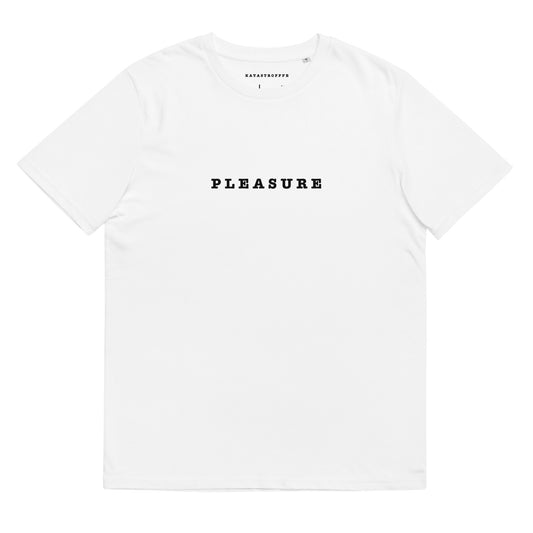 PLEASURE White Katastrofffe Unisex organic cotton t-shirt