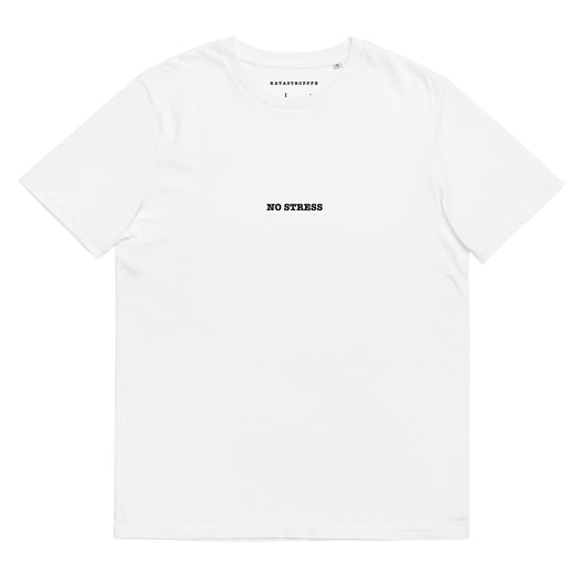 NO STRESS White Katastrofffe Unisex organic cotton t-shirt